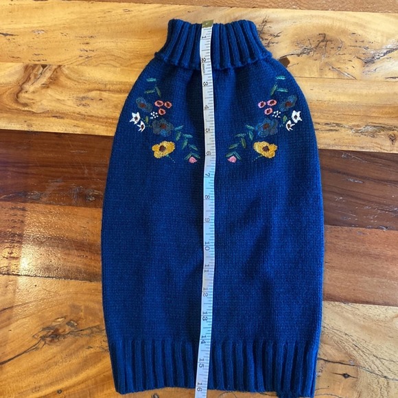 Navy Blue Floral Dog Sweater - Picture 4 of 5